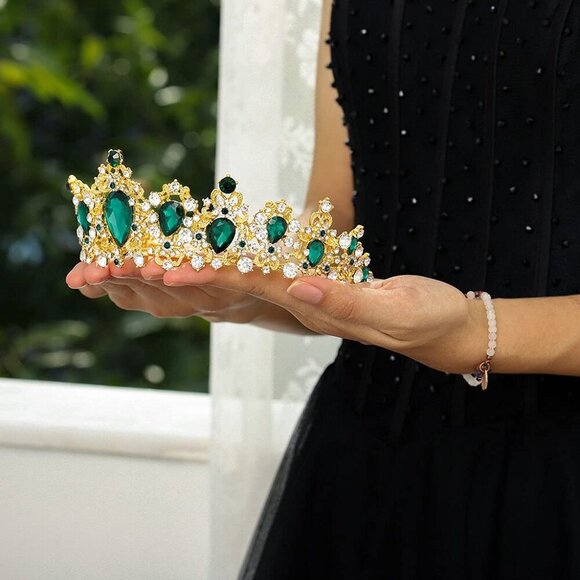 Baroque Vintage Rhinestone Crown and Tiaras for Wedding Birthday Princess Crysta - Picture 5 of 7